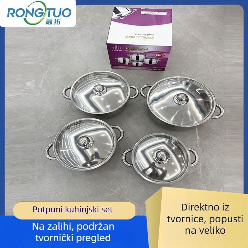 Set posuda za juhu od nehrđajućeg čelika sa poklopcem, premaz protiv lijepljenja, mogućnost prilagodbe logotipa
