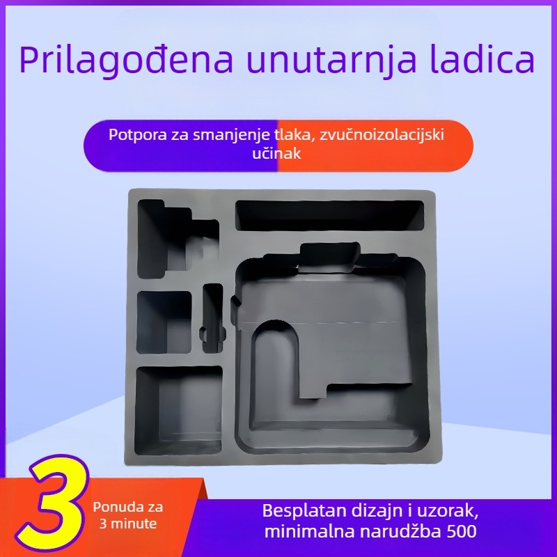 Crna EVA unutarnja podstava za pakiranje s prilagođenim jastučićem od pjene za posebne oblike