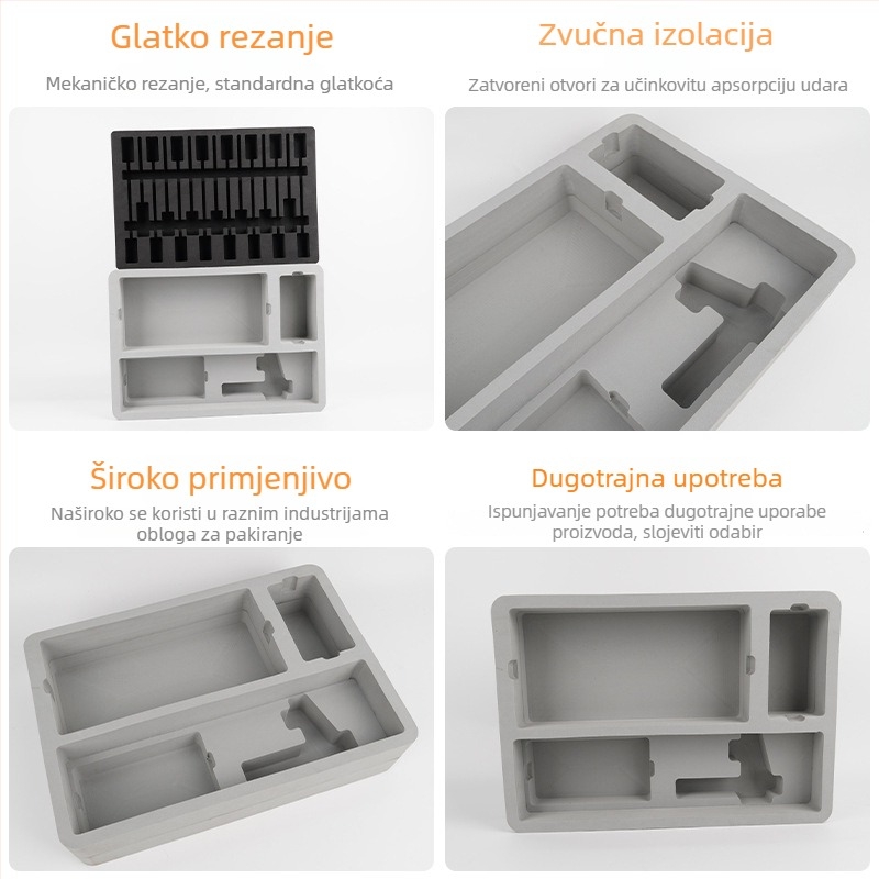 Crna i siva EVA podstava za prilagođenu kutiju za alate, apsorpcija udara, antistatika, bez mirisa, unutarnja podloga