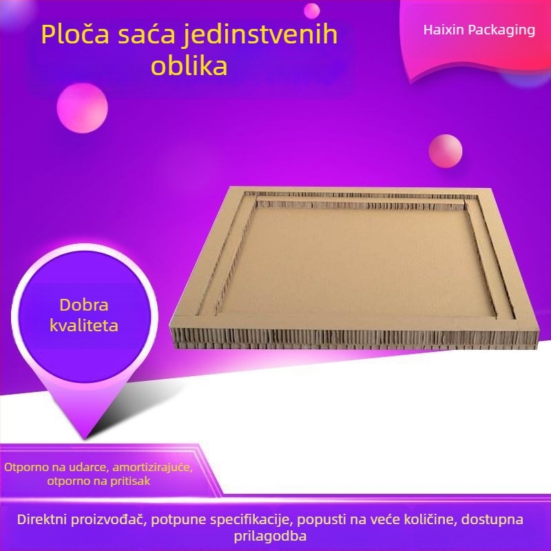 Ekološki ulošak za pakiranje od kartona s pčelinjim saćem (honeycomb) i kraft kartonom, ublaživač udaraca, posebnog oblika ploča za unutarnju prezentaciju
