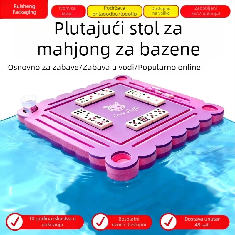 Plutajući stol za mahjong od EVA pjene, zabavne riječi za zabave, karte za igru, prilagođeni EVA vodeni pladanj