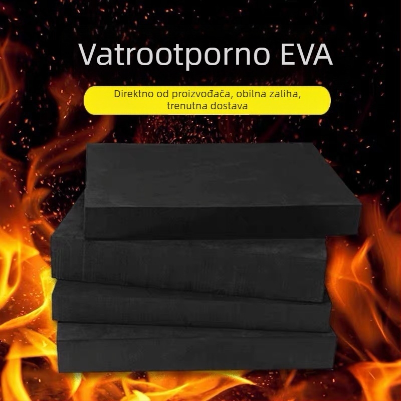 Crna EVA pjena ploča visoke gustoće, otporna na vatru i visoke temperature, s ljepilom na stražnjoj strani, za jastučiće od pjene baterija Li-ion.