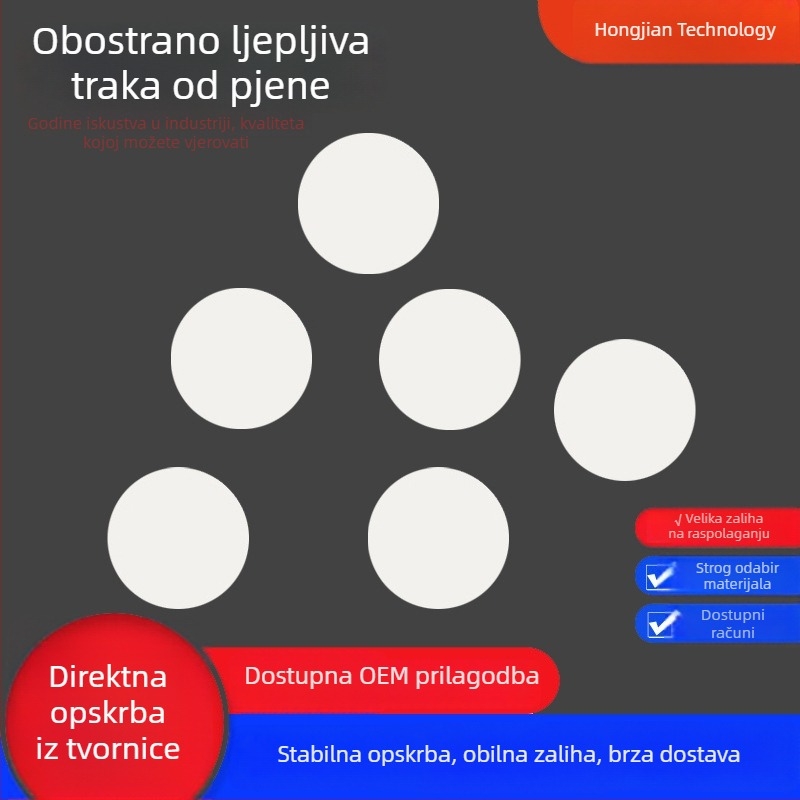 EVA dvostrano ljepljiva traka od pjene, crna i bijela, debljina 1–10 mm
