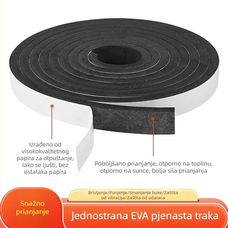 EVA jednostrano ljepiljiva traka za brtvljenje vrata i prozora s pjenastim jezgrom, zvučna i prašinska izolacija