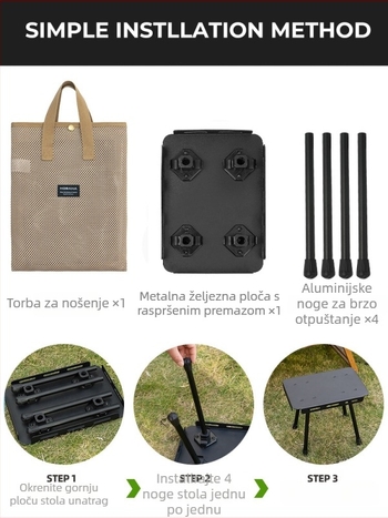 CLS Vanjski sklopivi set stola i stolice, mini, prijenosni za kampiranje, ribolov i crtanje