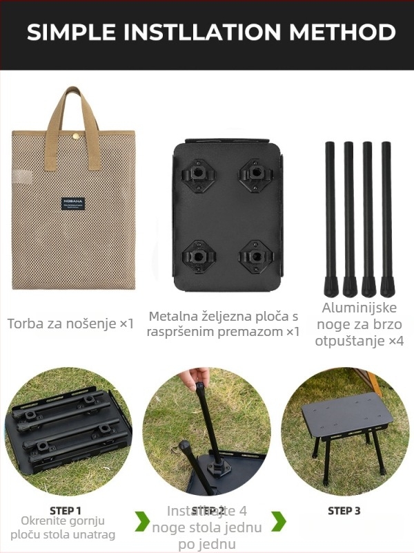 CLS Vanjski sklopivi set stola i stolice, mini, prijenosni za kampiranje, ribolov i crtanje