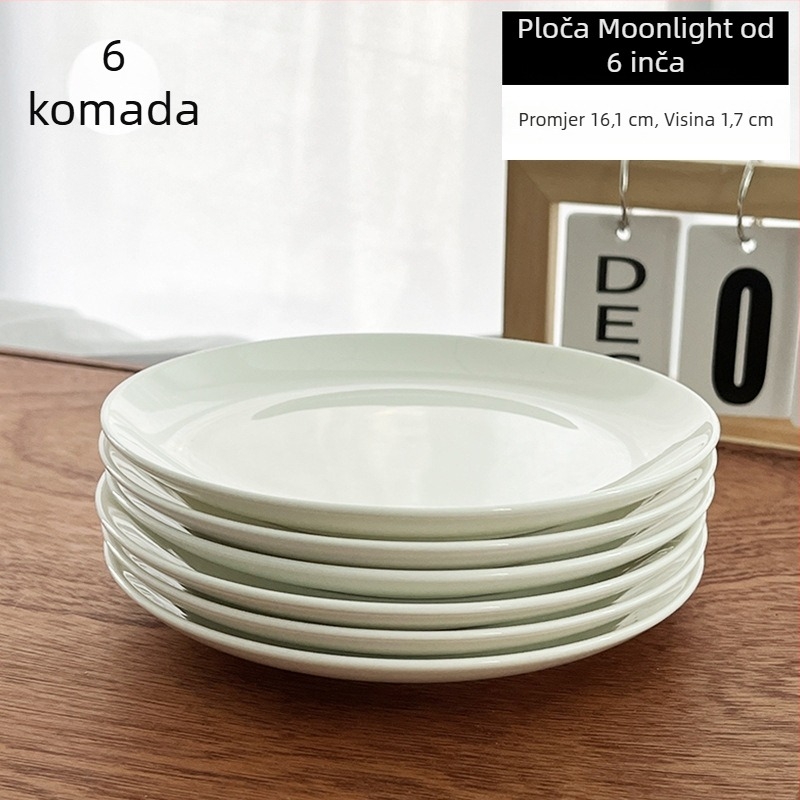 Bijeli tanjur od kostnog porcelana, kružnog oblika, modernog dizajna