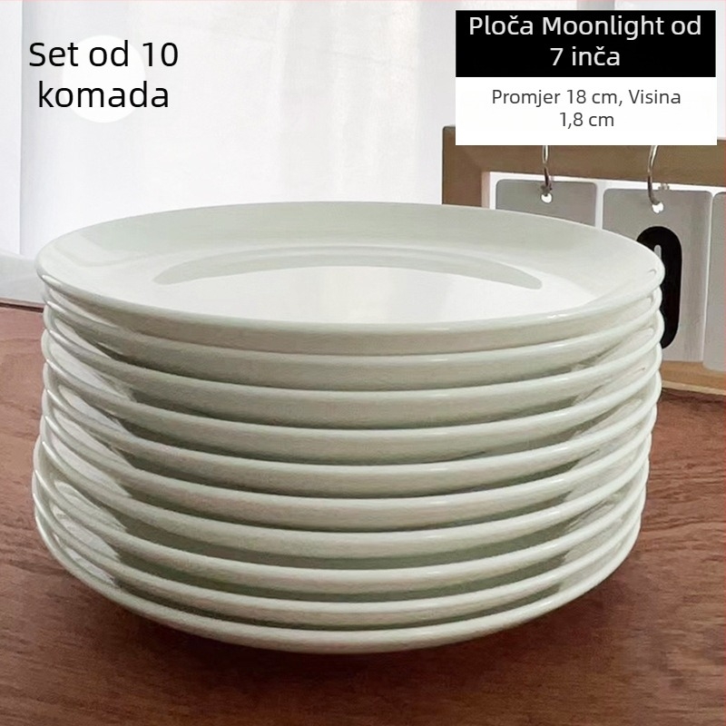 Bijeli tanjur od kostnog porcelana, kružnog oblika, modernog dizajna
