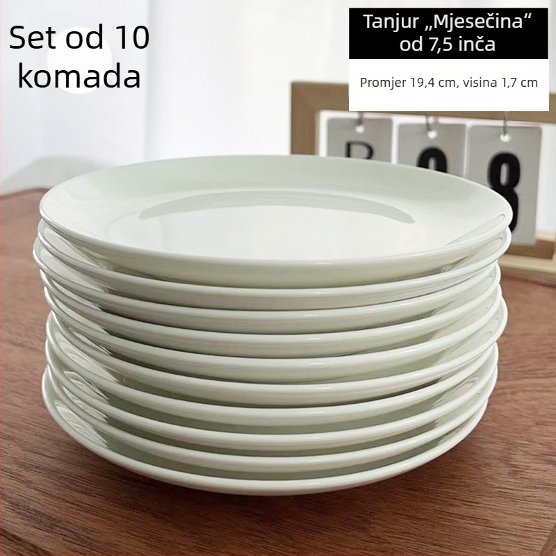 Bijeli tanjur od kostnog porcelana, kružnog oblika, modernog dizajna