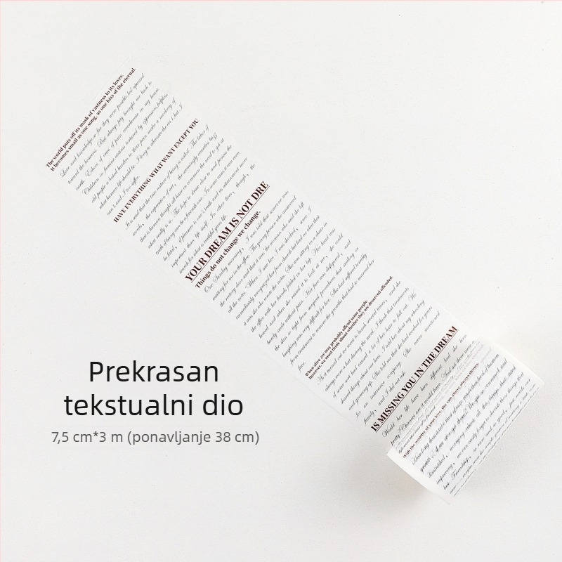Washi traka za dnevnik s velikim pozadjem i engleskim slovima, dekorativna traka za scrapbooking i planiranje, duljina 3 m
