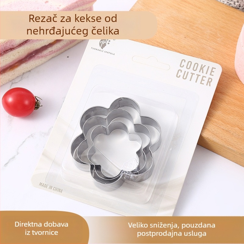 Set od 3 nehrđajućih čeličnih kalupa za pečenje u obliku cvijeta