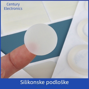 Cirkularna silikon podloga s dvostranim ljepilom, samoljepljiva podloga za stopalo, crna, otporna na habanje, visoke viskoznosti, protuklizna za elektroniku