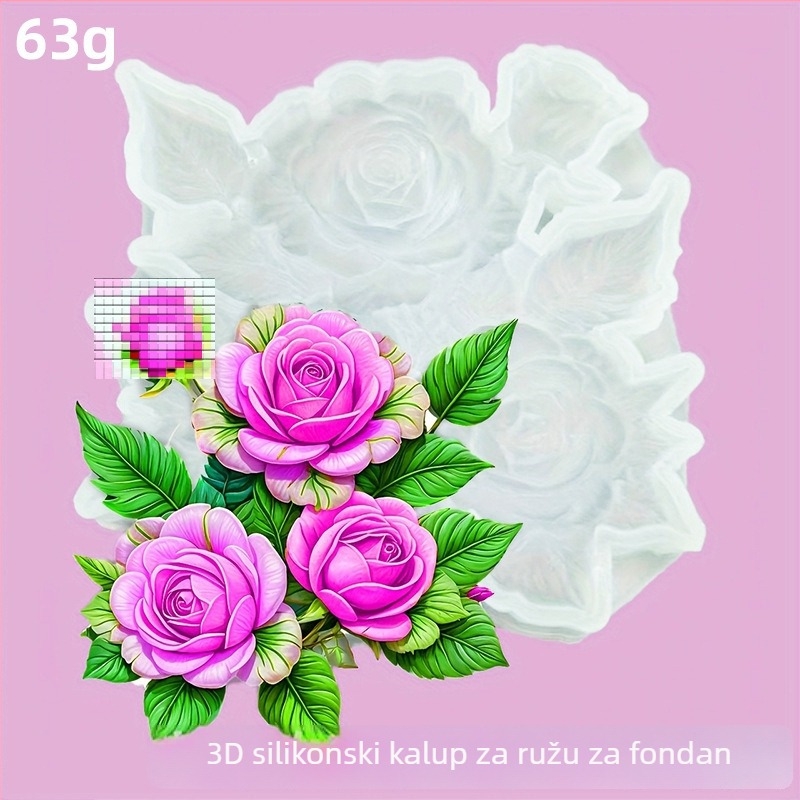 3D ružičasta silikonna kalupa za fondant, prehrambena kvaliteta, za DIY pečenje i zanatske projekte - svijeće i žbuka