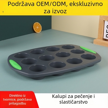 Xinlun Silikonska forma za pečenje, 12 kalupa za muffine, sigurnost hrane, nepravilan oblik, pećnica, dimenzije 30×20.5×2.8 cm