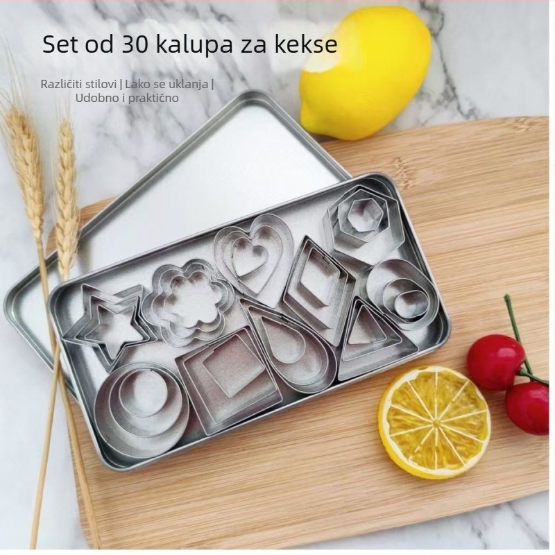 Set od 31 kalupa za božićne kekse od nehrđajućeg čelika, mini kalupi za fondant, alati za pečenje, polygonalni kalupi za kekse.