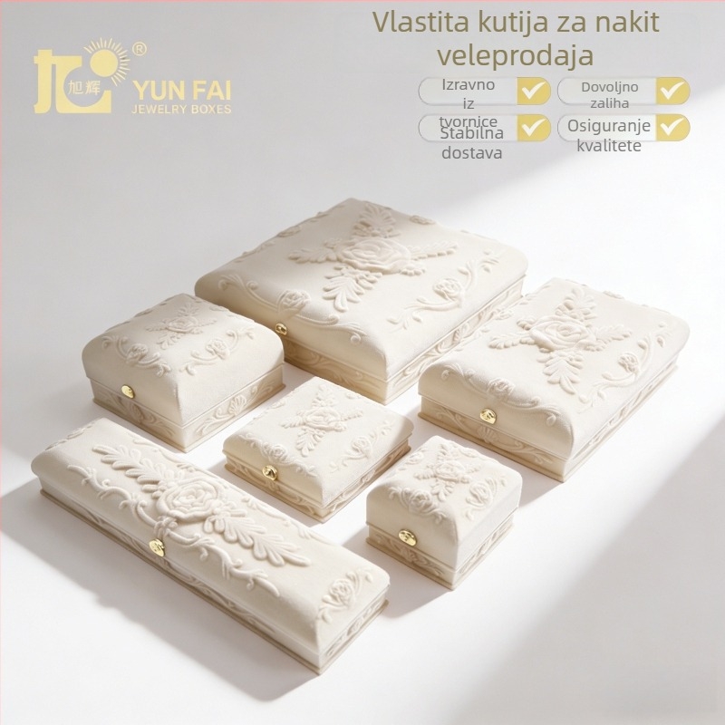 Xuhui reljefna kutija za nakit s baršunastom unutrašnjošću za prstenje, narukvice i privjeske