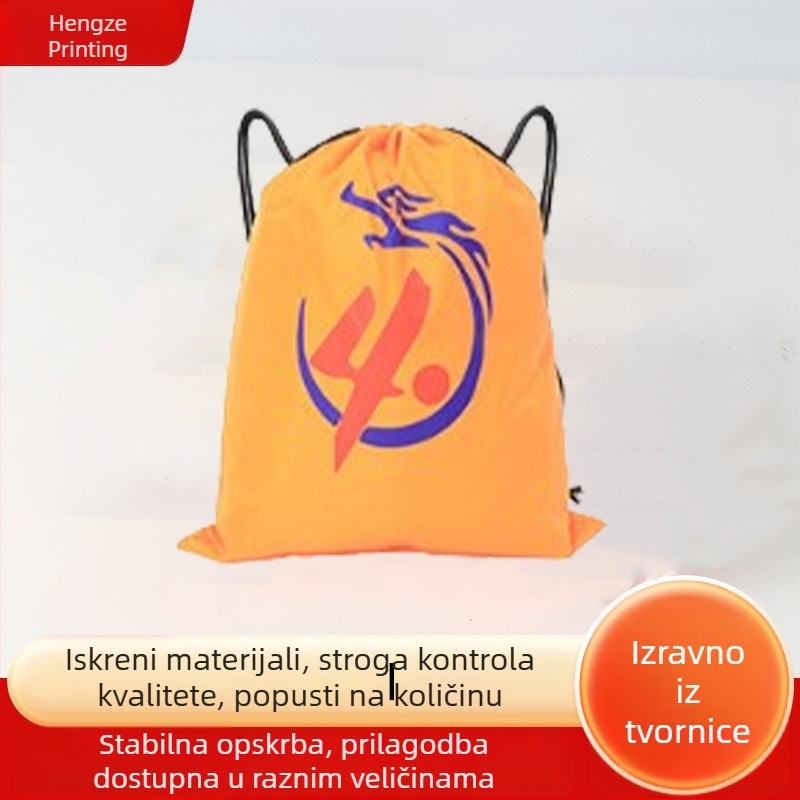 Prilagođena poliester torba s vezicom i džepom za maratonske događaje i vanjske sportove, košarkaška torba
