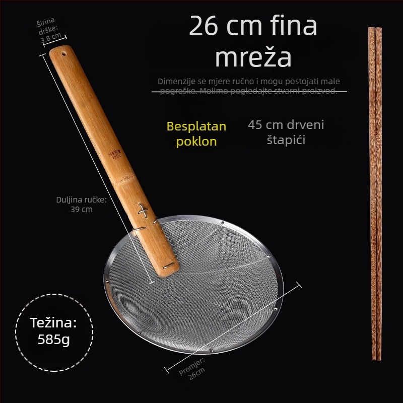 Velika mreža od nehrđajućeg čelika za duboko prženje – filtracijska mreža za komercijalnu kuhinju