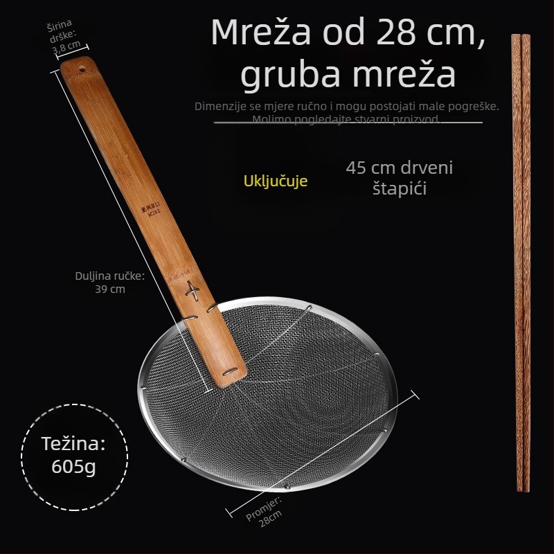 Velika mreža od nehrđajućeg čelika za duboko prženje – filtracijska mreža za komercijalnu kuhinju