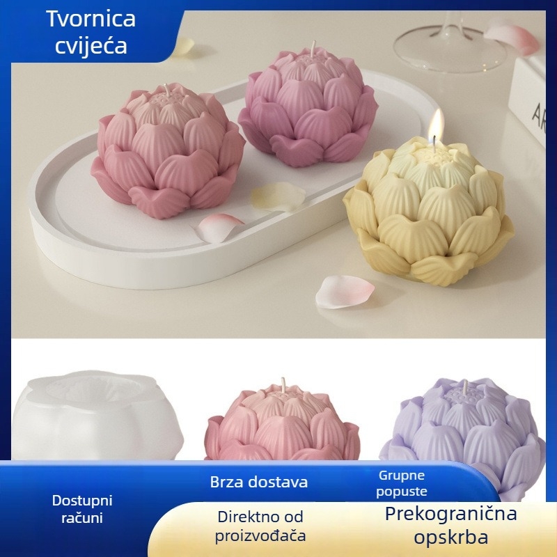 Silikonska forma za lotus mousse tortu – za DIY aromaterapijske svijeće, kalup za smolu i ručni sapun