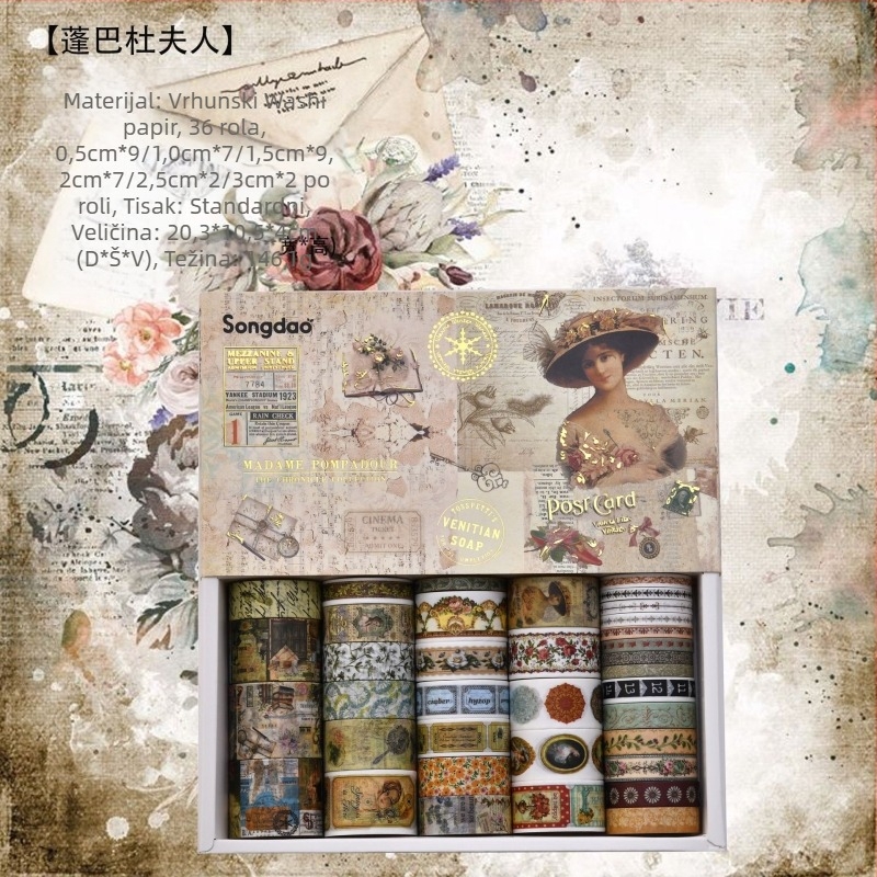 Set Washi trake s zlatnim folijom i papirnatim naljepnicama za DIY dekoracije