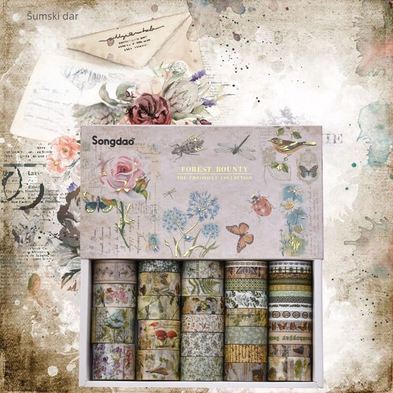 Set Washi trake s zlatnim folijom i papirnatim naljepnicama za DIY dekoracije