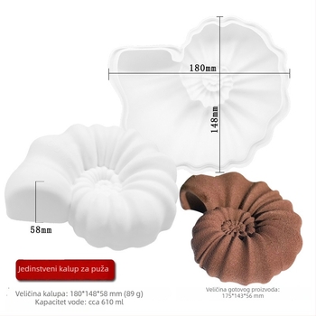 Silikonska forma za puža/školjku za francusku mousse tortu i čokoladne deserte