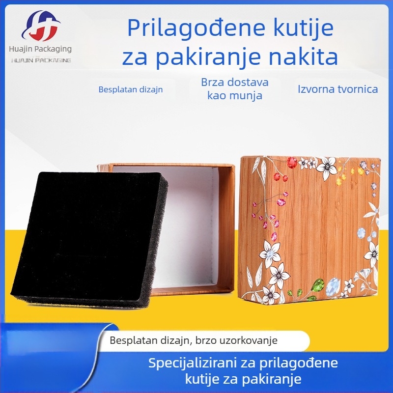 Luksuzna kutija za nakit s drvenom teksturom – za ogrlice, narukvice, naušnice i prstenje, izvrsna ambalaža uz mogućnost prilagodbe