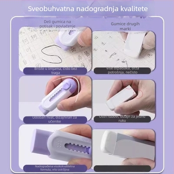 Deli VP455 Šareni gumeni brisač s mehanizmom guranje-povlačenje za učenike osnovne škole — minimalne mrlje, malo mrvice