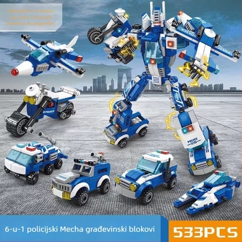LELE BROTHER LEGO kompatibilno: svemirsko, vojno i vatrogasno robot-puzle blokovi za djecu, ABS plast, 400–800 komada