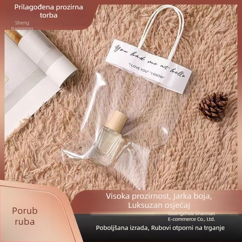 Prozirna mini torbica s jedinstvenim motivom gipsane lutke, pogodna za nakit i sitne dodatke.