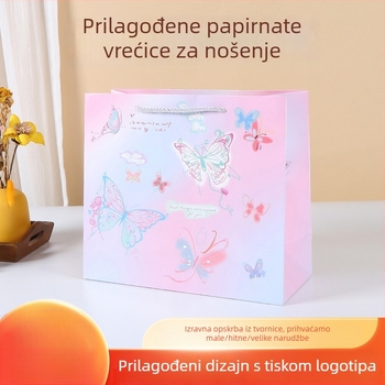 Prilagođena poklon torba iz serije Leptir – papirnata torba s ručkom, velika zapremina, za rođendane, vjenčanja i proslave