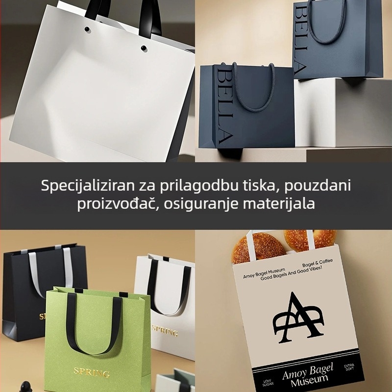 Bijele kartonske torbe za trgovine s kozmetikom i odjećom, torbe od kraft papira s logom, prilagodljive za prekograničnu upotrebu