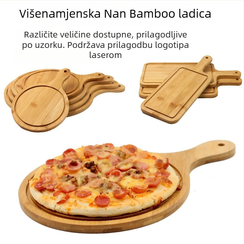 Daska za posluživanje od bambusa - daska za pizzu, okrugla ili četvrtasta, promjer 20 cm