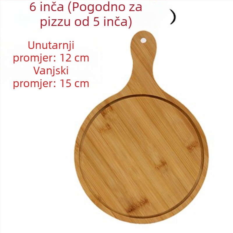 Daska za posluživanje od bambusa - daska za pizzu, okrugla ili četvrtasta, promjer 20 cm