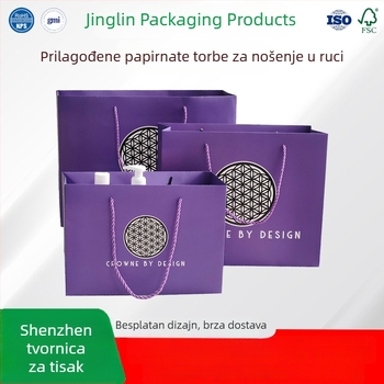 Bijela kartonska tote torba, prilagodljiva, darovne i kupovne papirnate torbe, sa srebrnim toplinskim otiskom
