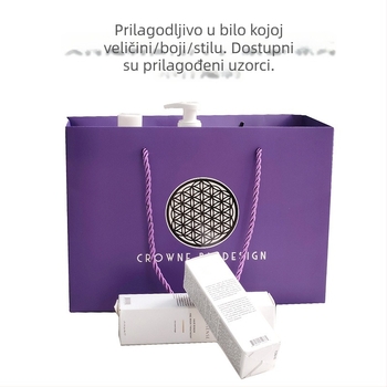 Bijela kartonska tote torba, prilagodljiva, darovne i kupovne papirnate torbe, sa srebrnim toplinskim otiskom