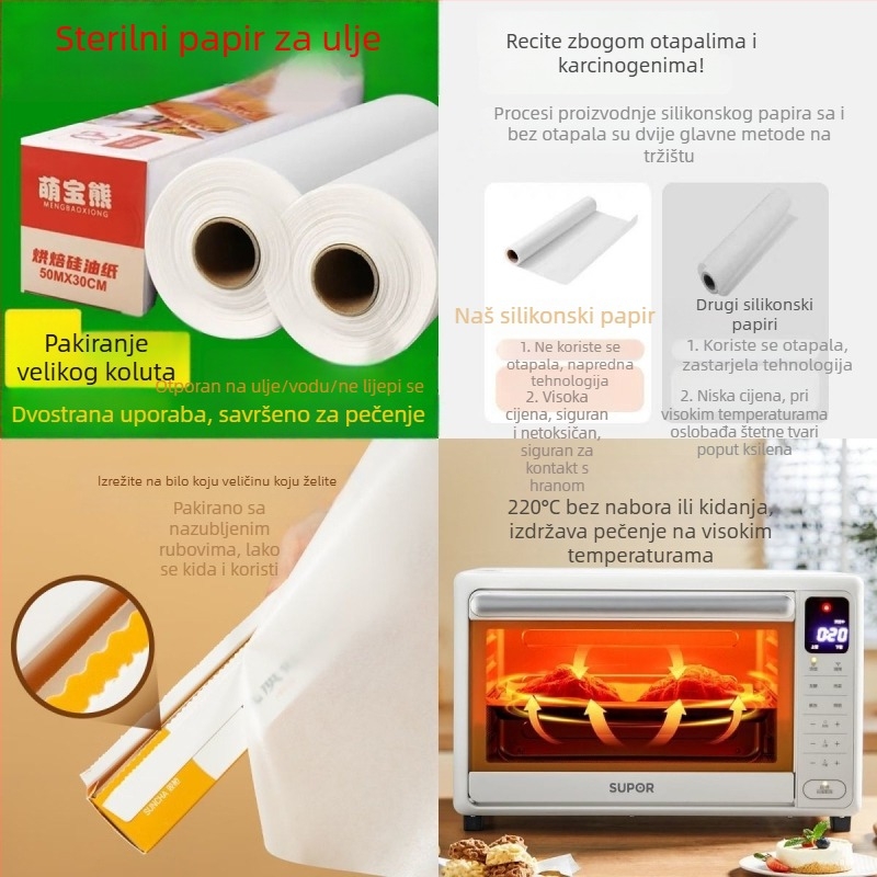 Izuzetno debeli silikon papir za pečenje u kuhinji, papir za pečenje, papir za upijanje masnoće, aluminijska folija za pećnicu