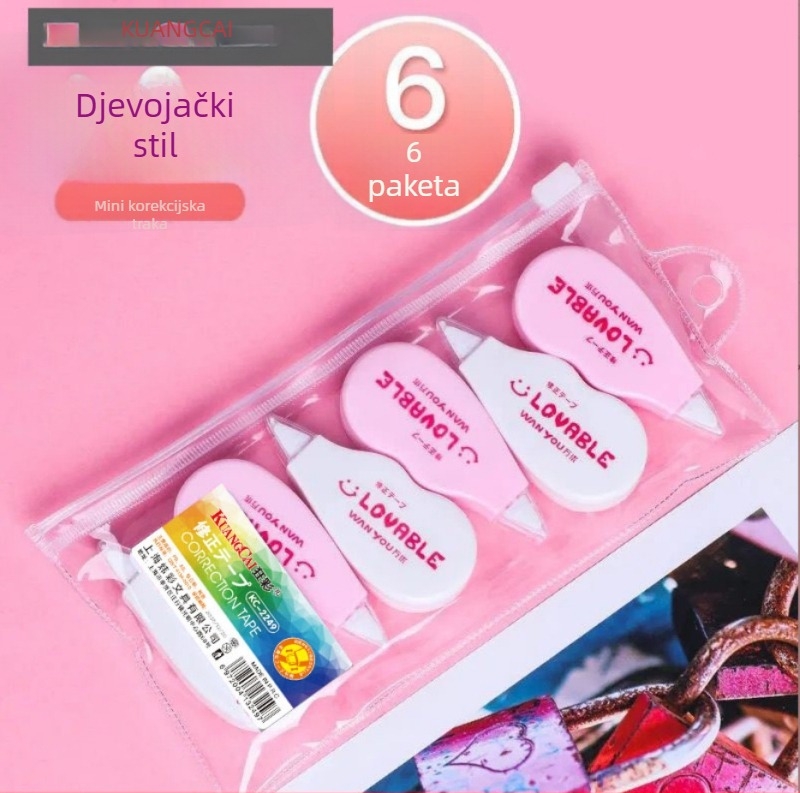 Morandi traka za ispravljanje za učenike, prijenosni dizajn s crtanim motivom, mini i glatka, set od 6 komada