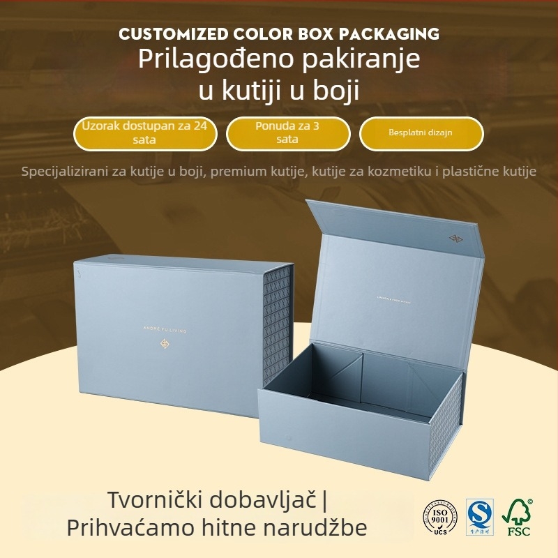 Prilagođena kutija za poklon od nakita s preklopnim poklopcem, višebojni otisak logotipa, kozmetička ambalaža