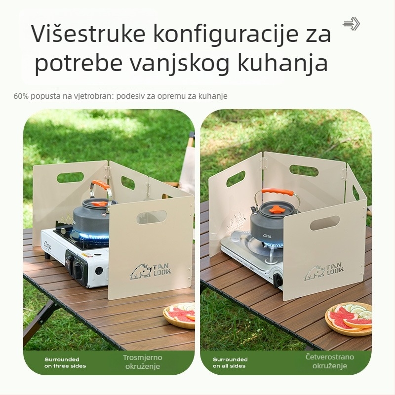 Exploration vanjska štednjak vjetrozaštita, debeli sklopivi vjetrozaštitni štit za kasetni štednjak, poklopac štednjaka