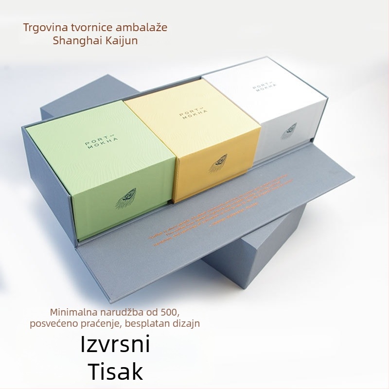 Kaijun Kutija za darove od bijelog kartona s dvostrukim poklopcem i dnom, tisk u četiri boje, UV premaz