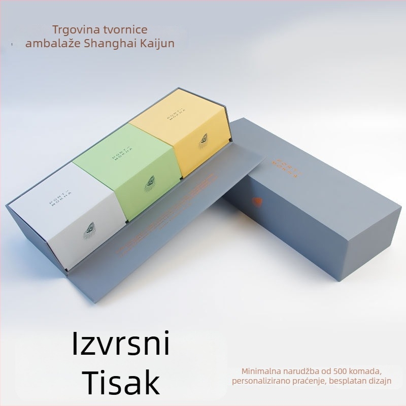 Kaijun Kutija za darove od bijelog kartona s dvostrukim poklopcem i dnom, tisk u četiri boje, UV premaz