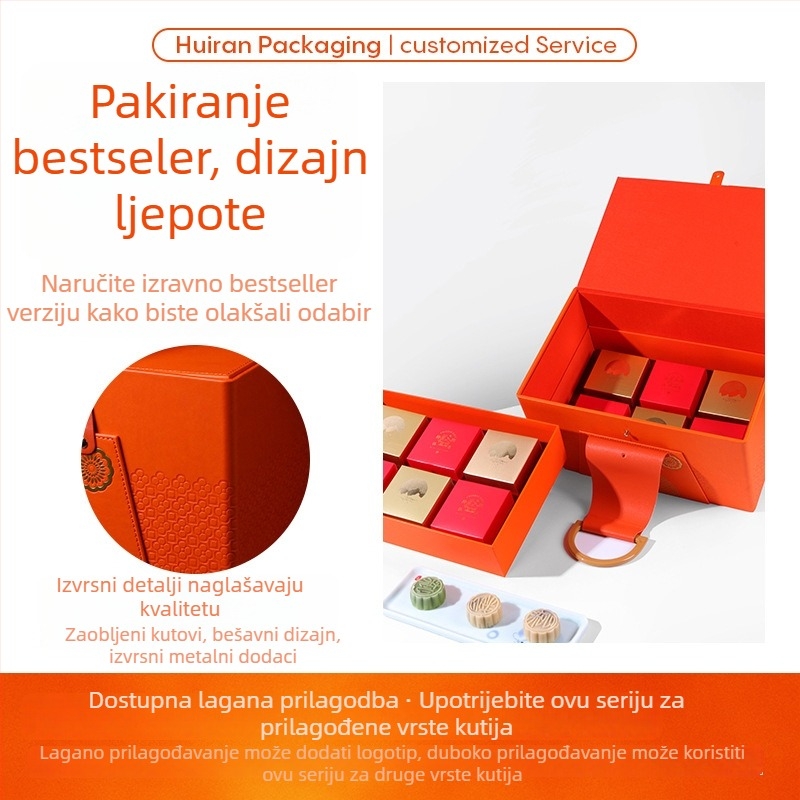 Nova 2026 Mid-Autumn Mooncake kutija za darove, s pakiranjem crnog vina, luksuzna kožna kutija za nošenje