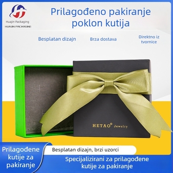 Kutija za darove s mašnicom, poklopom i dnom, za prstenje, naušnice, ogrlice i privjeske