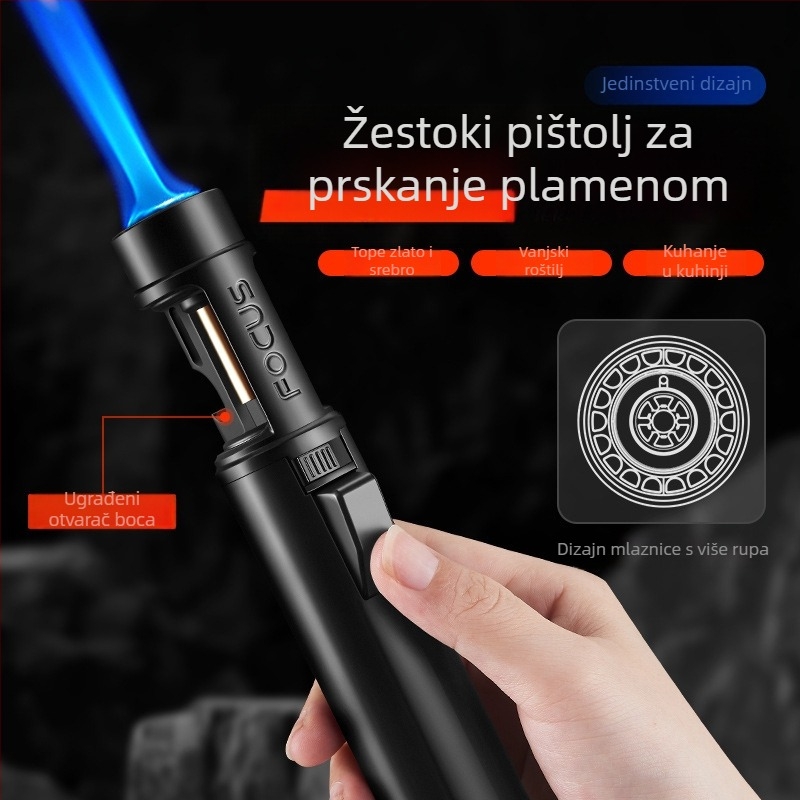 SG013 Vjetrootporni zapaljivač za cigare s prijenosnim sprej-pištolom, pogodan za otvoreni roštilj i otvaranje boca