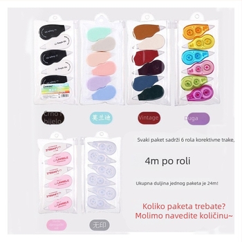 Korekcijska traka za učenike, za pisanje, elegantan mini dizajn, glatka i prijenosna, 6 komada u pakiranju