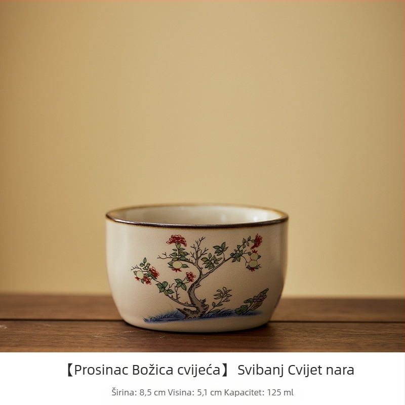 Ru kiln porcelanska čajna šalica s dvanaest božica cvijeća, ručno oslikana s motivom latica, za osobnu uporabu