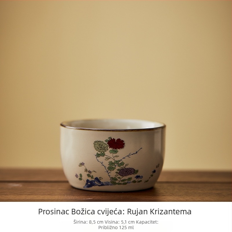 Ru kiln porcelanska čajna šalica s dvanaest božica cvijeća, ručno oslikana s motivom latica, za osobnu uporabu
