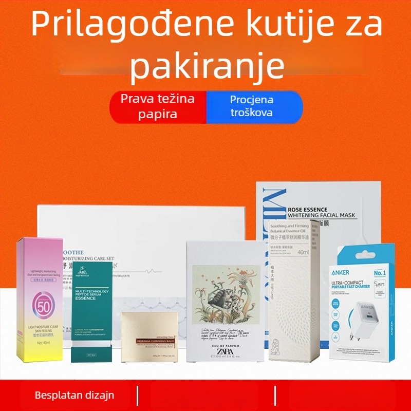 Prilagođena kozmetička kutija za darove od valovitog bijelog kartona s UV tiskom